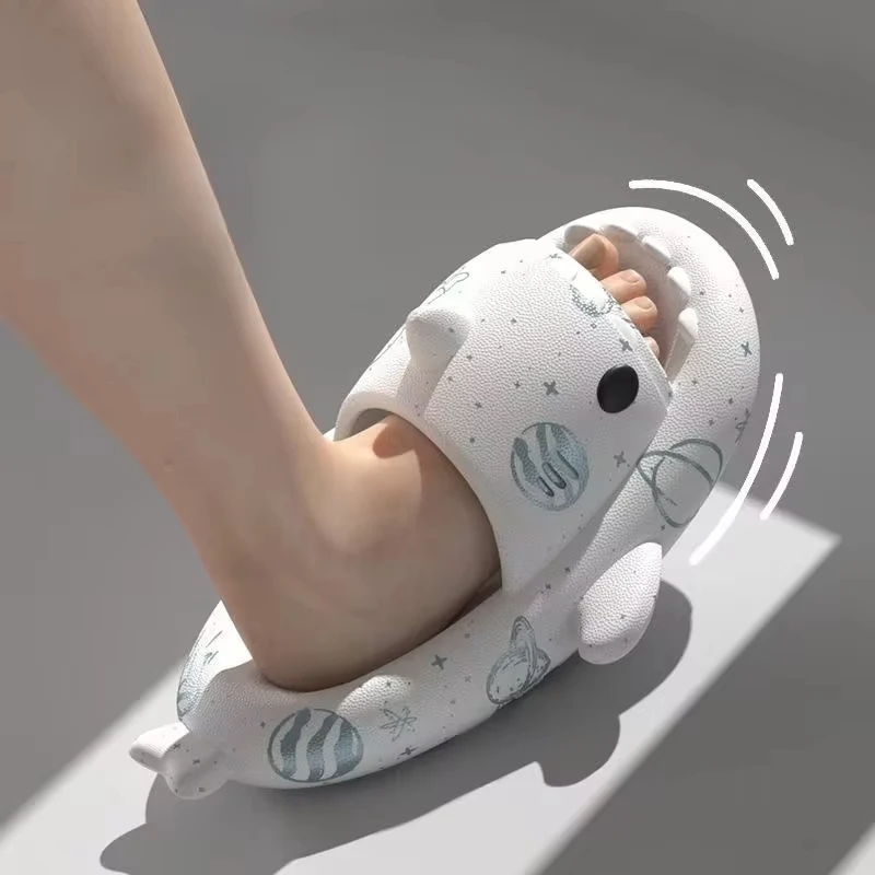 Christmas Luminous Shark Slippers Women Halloween Indoor Home Non-slip Sandals Men Cool Creative Slides Couple Gift Flip Flops 5