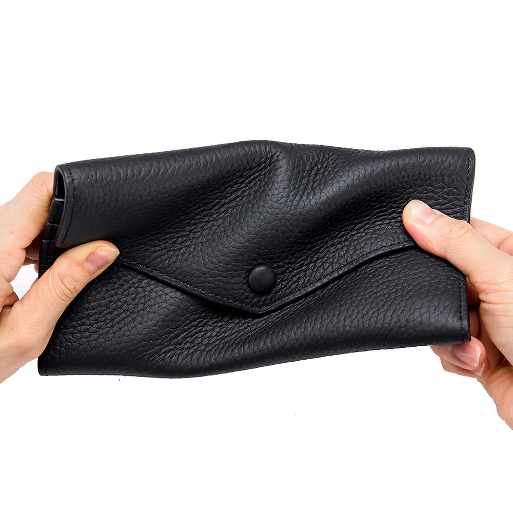 Genuine Leather Wallets for Women Clutch Purses Organizer Ladies Large Trifold Slim Long Envelope Wallet Cellphone Billfold