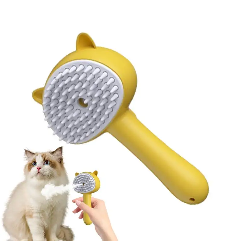 인체공학적 손잡이가 있는 고양이 브러시, 스팀 충전식 그루밍 브러시, 핸드 헬..