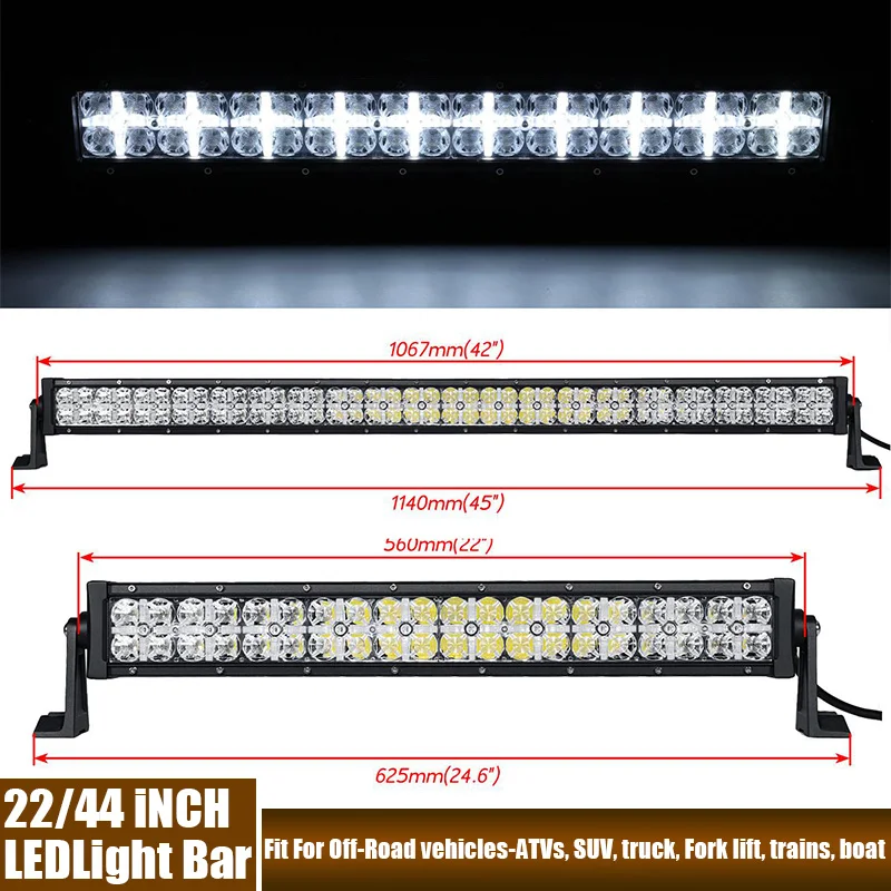 

40Leds Light Bar 12V/24V 42'' 22'' LED Light Bar With Cross DRL For Off-Road vehicles-ATVs, SUV, Truck, Fork lift, Trains, Boat