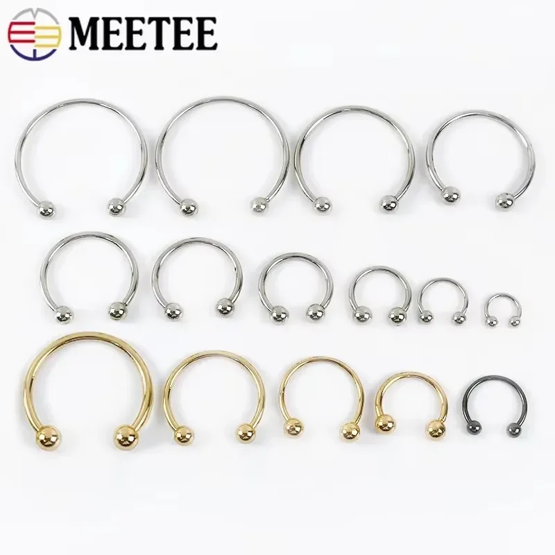 U-shaped Metal Rings Buckle Double-headed Screw Loop Clasp 2/5/10Pcs Meetee 15-60mm for Swimwear Bikini Decor Hat Hook