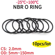

10pcs Black O Ring Gasket CS 2mm OD 5mm ~ 150mm NBR Automobile Nitrile Rubber Round O Type Corrosion Oil Resistant Seal Washer