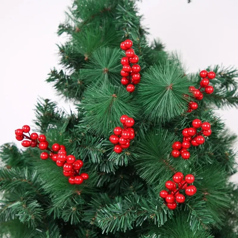 Christmas Decoration Red Fruit Simulation Flower Decor Garland Gift Flower Arrangement DIY Christmas Tree Berry Branches 200PCS artificial plants artificial flowers artificial fruits and vegetables artificial holly berries
