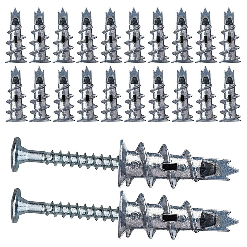 

80 Pcs Metal Self Drive Anchor Plasterboard Dowels With Screws 4.5 X 35Mm For Single-Layer And Double-Clad Plasterboar