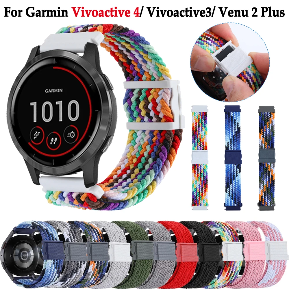 

22mm 20mm Vivoactive 4 3 Band Magnetic Buckle Nylon Watchband For Garmin Forerunner 955 255 245 645 Music / Venu 2 Plus Sq Strap