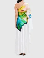 Yeezzi Women's Elegant Flower Printed Prom Banquet Long Dress 2025 New One-shoulder Asymmetric Vacation Bohemia Beach Maxi Dress - Image 4