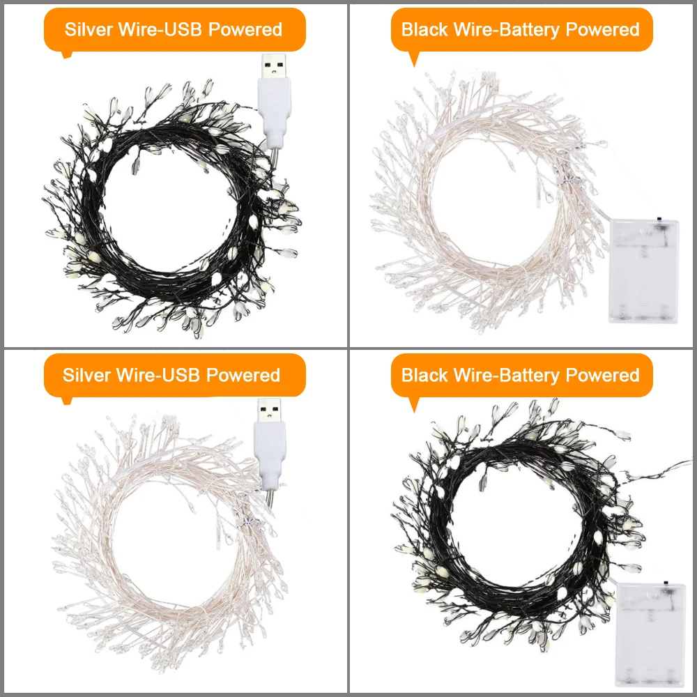 1.5m 3m 6m 9m LED Fairy Lights with 13key Remote Control USB Battery 5V DC Powered Firecracker Weaving String for Home Decor