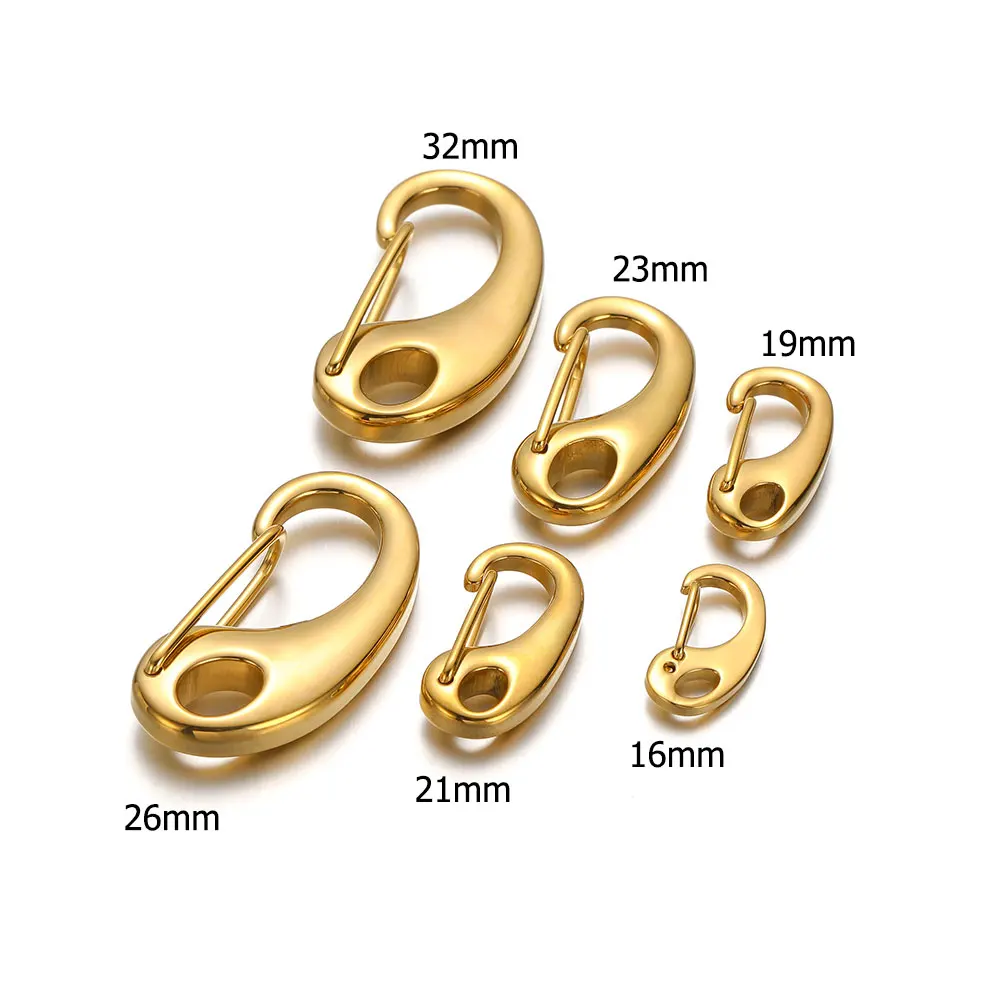 5 Stück Edelstahl D-förmige Karabinerverschlusshaken 16/19/21/23/26/32 mm für Schmuckherstellung DIY Verbinder Halskette Ketten Bulk – Detail 2
