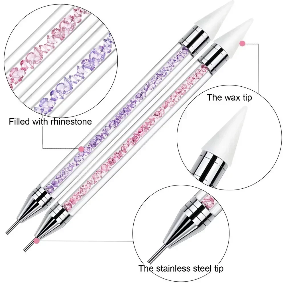 1Pc Double Head Nail Drill Pen Dual Purpose Rhinestone Crayon Nails Art Pen Diamante Picker Crystal Applicator Manicure Tool 네일 5