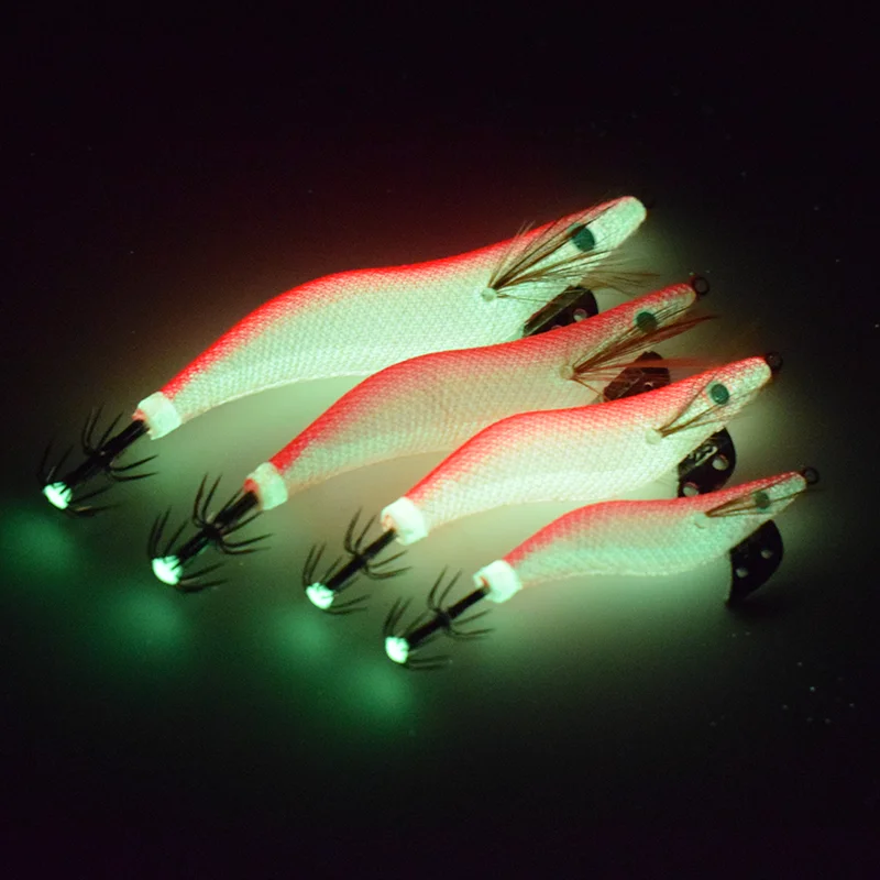 pc new luminous wooden shrimp, double-layer squid hook, high