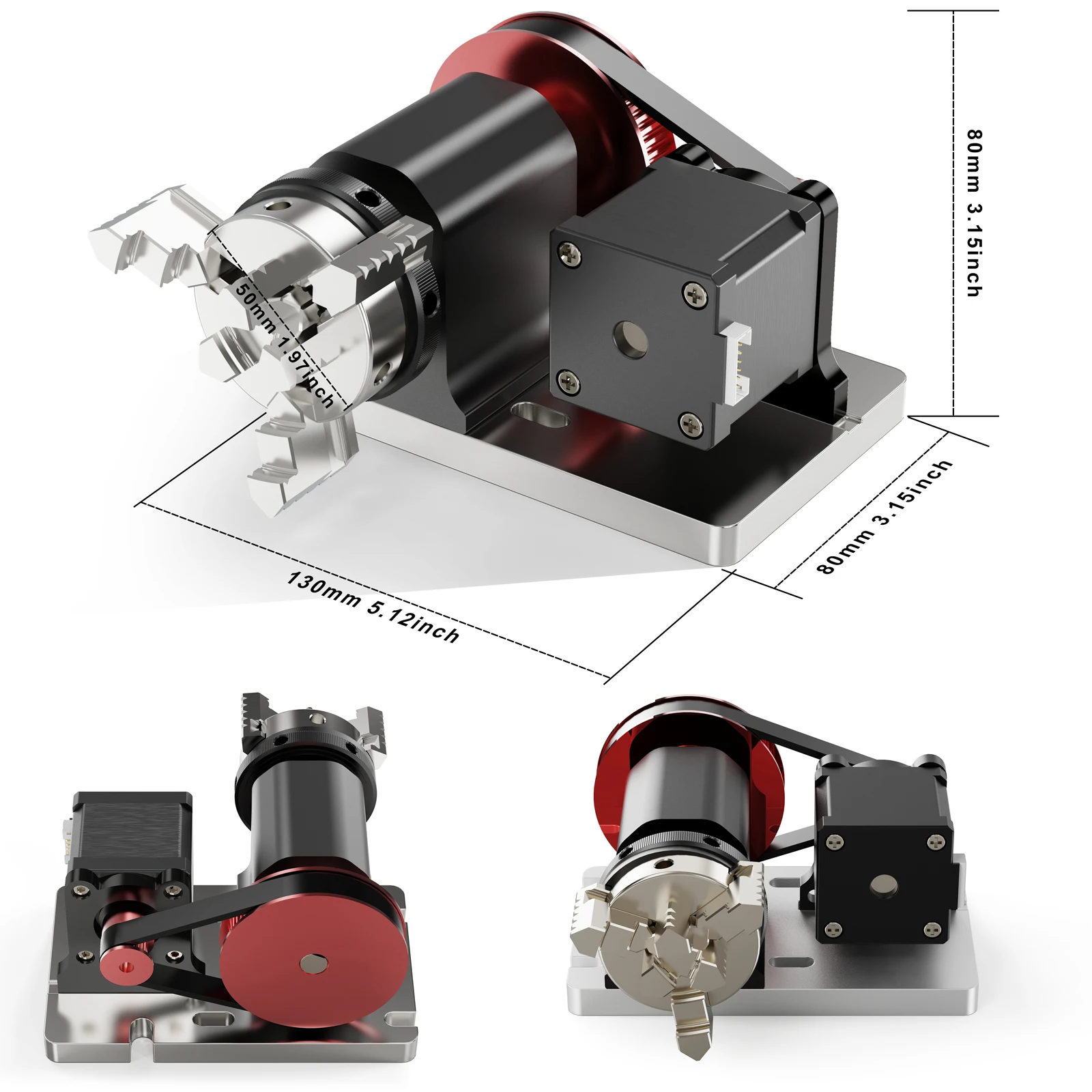 مجموعة وحدة دوارة CNC ذات محور رباعي من Twotrees لأسطوانة دوارة TTC450/TTC 450 PRO لنقش علب الأشياء الأسطوانية