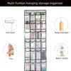24 Pockets Wall Storage Bag Clear View Pocket Hanging Shoe Organiser Rack Behind Doors with 4 Metal Hooks Shoes Rack Storage Bag 4