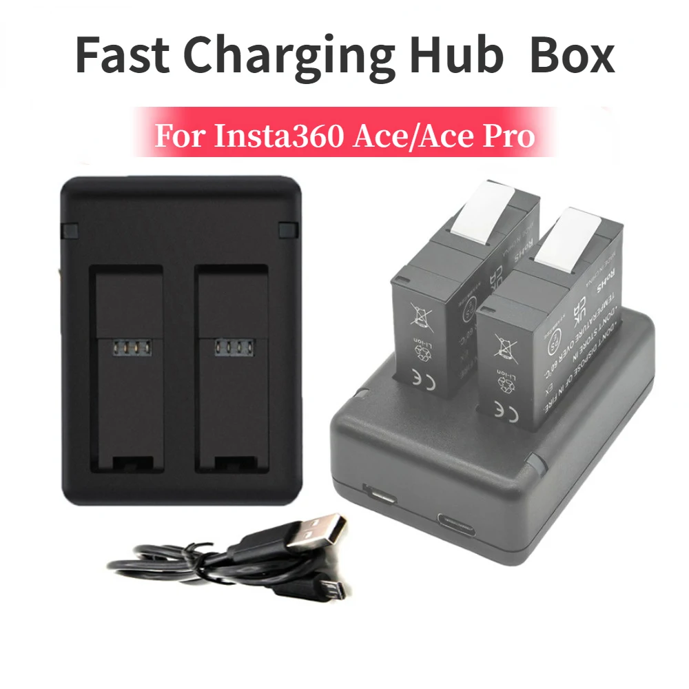 

For Insta 360 Ace Pro Battery Charger Box Fast Charging Hub Charging Box For Insta360 Ace Action Camera Batteries Accessories