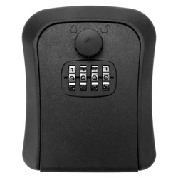 Key Lock Box, Wall-Mounted Zinc Alloy Key Box Weatherproof 4-Digit Combination Key Storage Lock Box