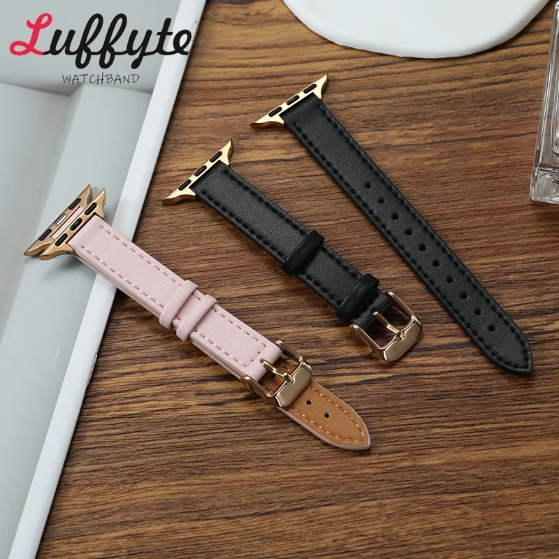 รูปสินค้า สายนาฬิกาหนังนุ่มโรสโกลด์ สำหรับ Apple Watch หญิง