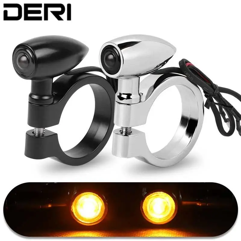 41Mm Fork Tubes Led Indicatore Di Direzione Moto Bullet Head Lampada Direzionale Per Dirt Street Bike Scooter Cruiser Motor Van Atv