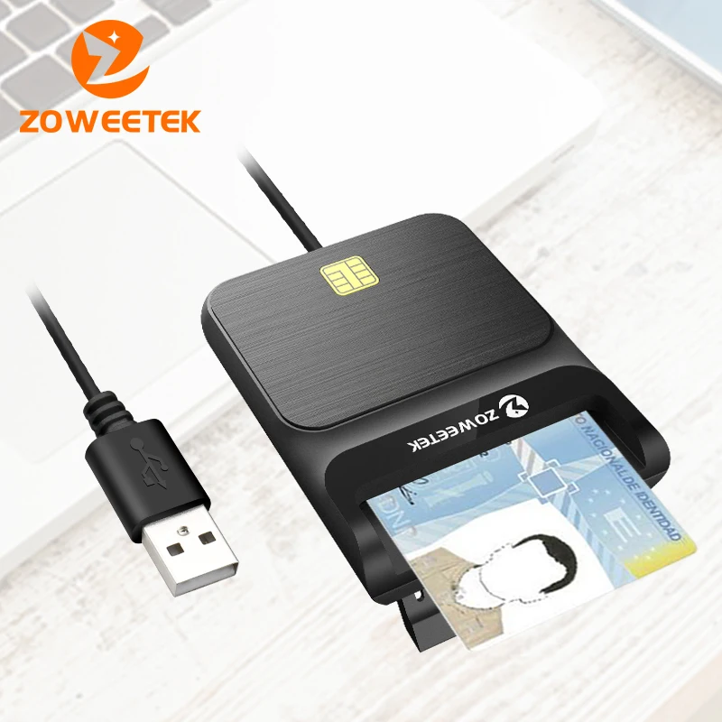 

New Zoweetek ID Smart Card Reader for DNI EMV CAC Bank Chip USB Card Reader