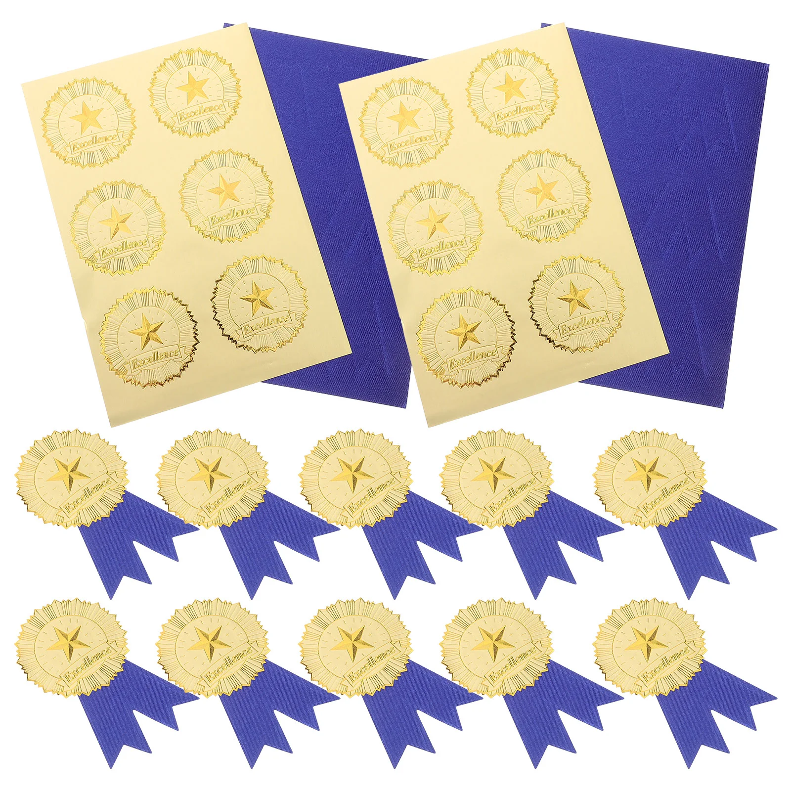 

Gold Certificate Seals Sets Excellence Adhesive Embossed Medal Labels Stickers Envelopes Diplomas Invitation Awards Graduation