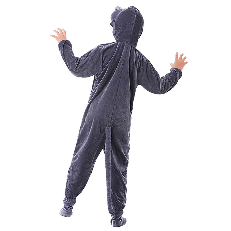 Tutina Lupo Grigio Per Bambini: Pigiama Unisex, Costume Halloween/Carnevale, Taglie 100-140 Cm