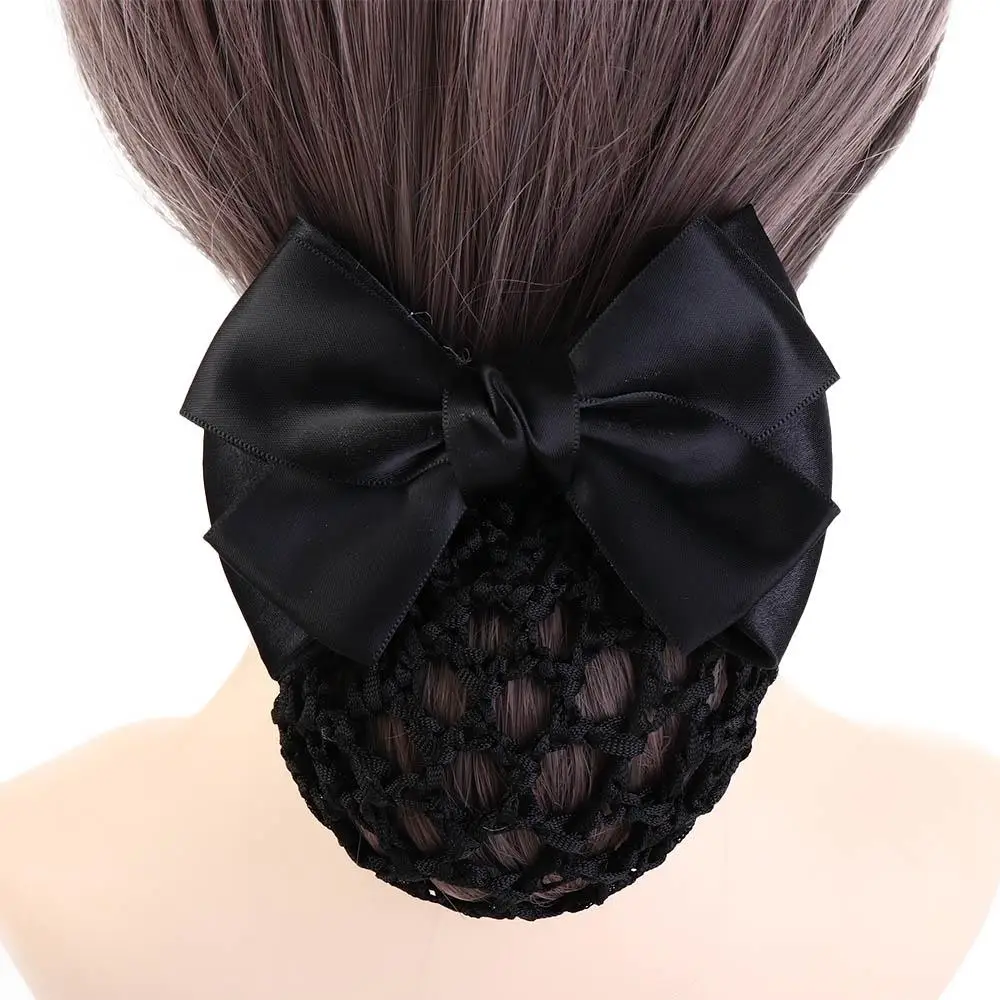 Girls Multi Colors Hair Accessories Hair Clip Bowknot Net Bun Hair Cover Net Bun Snood Net Bun Crochet Women Barrette
