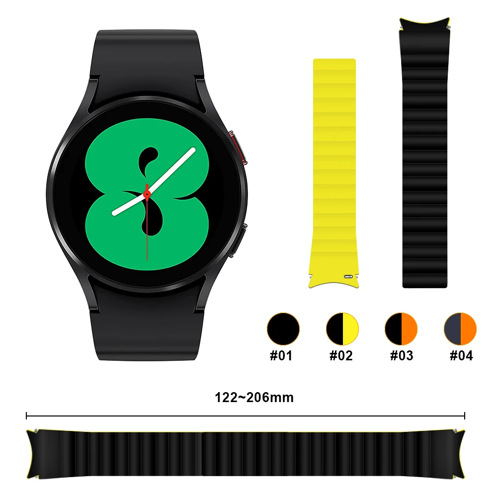 

No Gaps Magnetic Strap For Samsung Galaxy Watch 6 Classic 47mm 43mm 5 Pro 45mm Silicone Bracelet For Watch 6/5/4 44mm 40mm Band