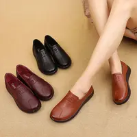 Women Genuine Leather Shoes Spring Autumn Brown Female Casual Shoes Black Mom Ladies Cozy Classic Leisure Loafer Shoes - Image 4