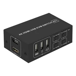 Commutateur KVM USB 4 en 1 pour clavier, souris, windows 7, 10, MAC, PlayStation 2, 4K 