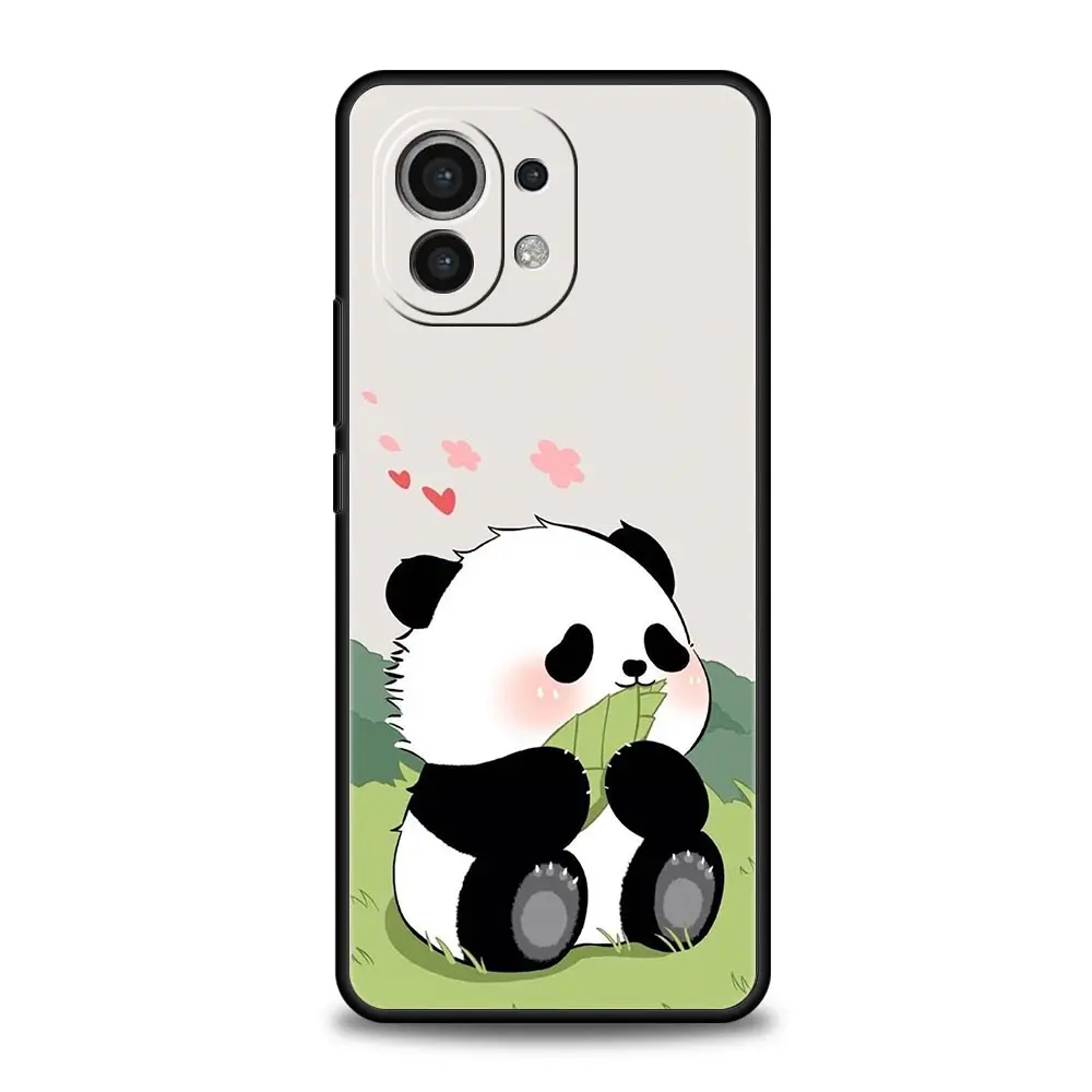 Cute Panda Climbing Bamboo Soft Black Phone Case