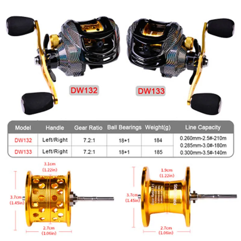 

10KG Max Drag Baitcasting Reel 18+1 Ball Bearings 7.2:1 High Speed Casting Fishing Carbon Fiber Fishing Wheel
