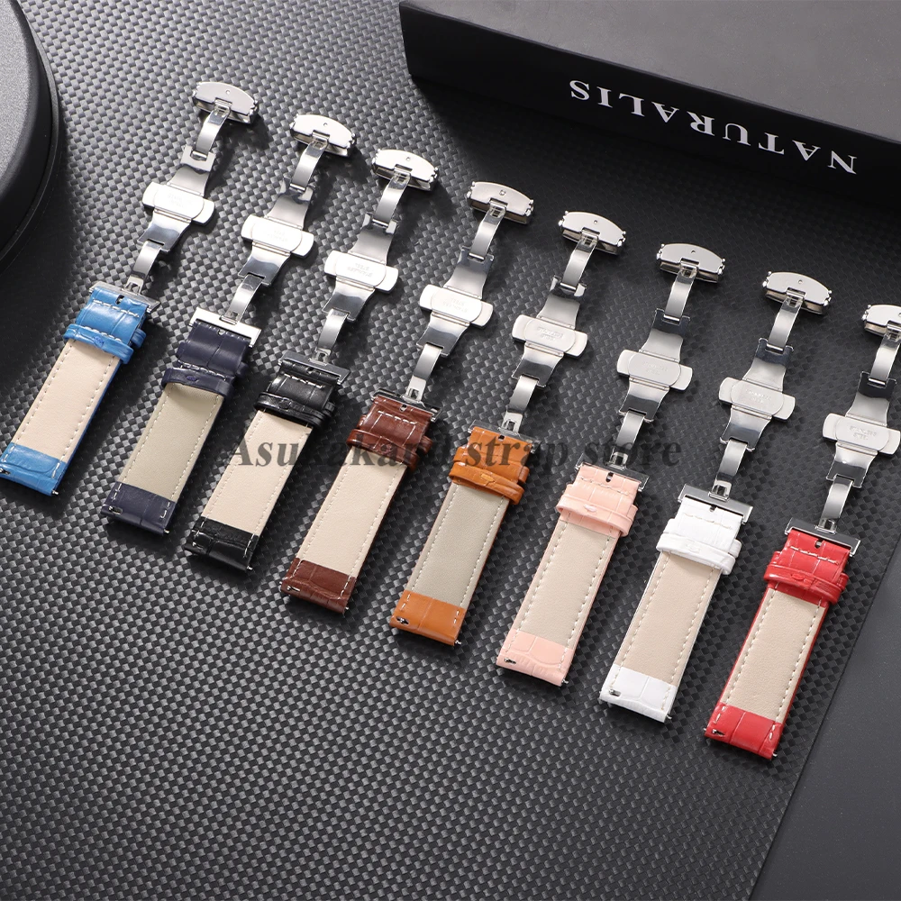 Elegant Leather Watch Strap with Quick Release and Butterfly Buckle - Premium Business Collection