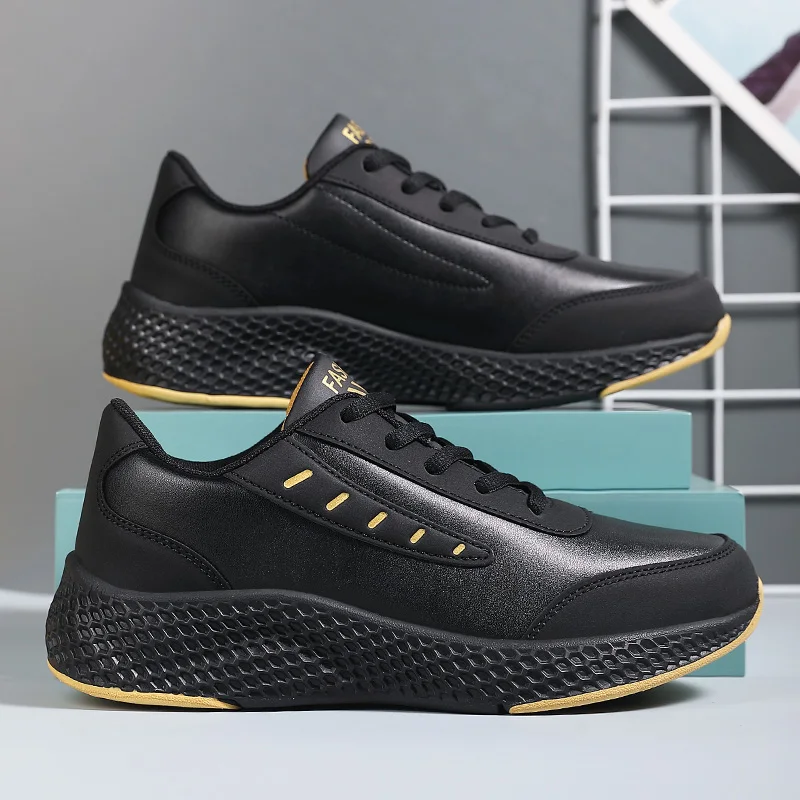 Women's Leather Sneakers Casual Sneakers Lace Up Flats Lightweight Anti-slip Running Shoes Outdoor Sports Womens Sneakers Running Shoes