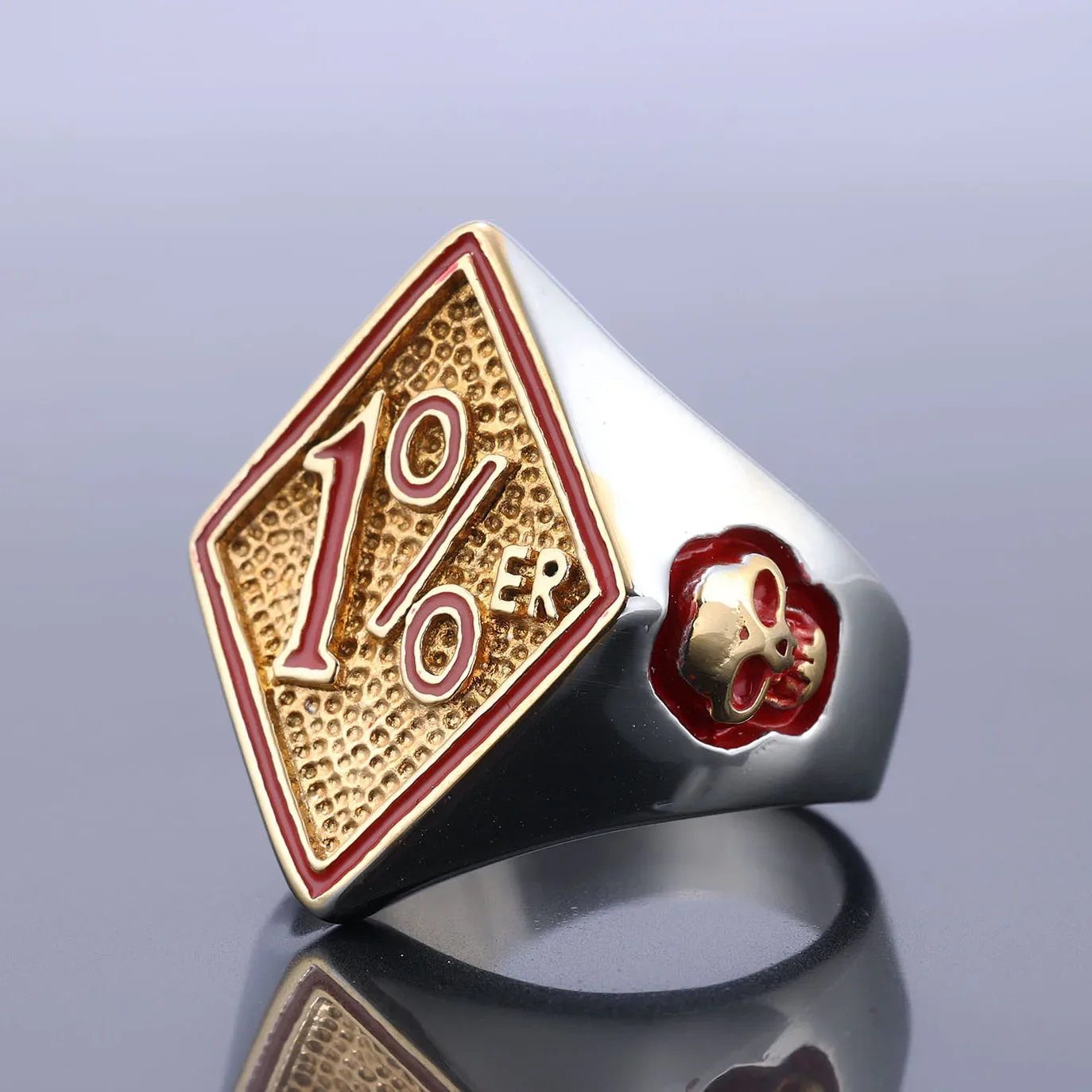 CHUANGCHENG Personalized Men's Motorcycle Style 1% Skull 316 Stainless Steel Rings Size 8-16