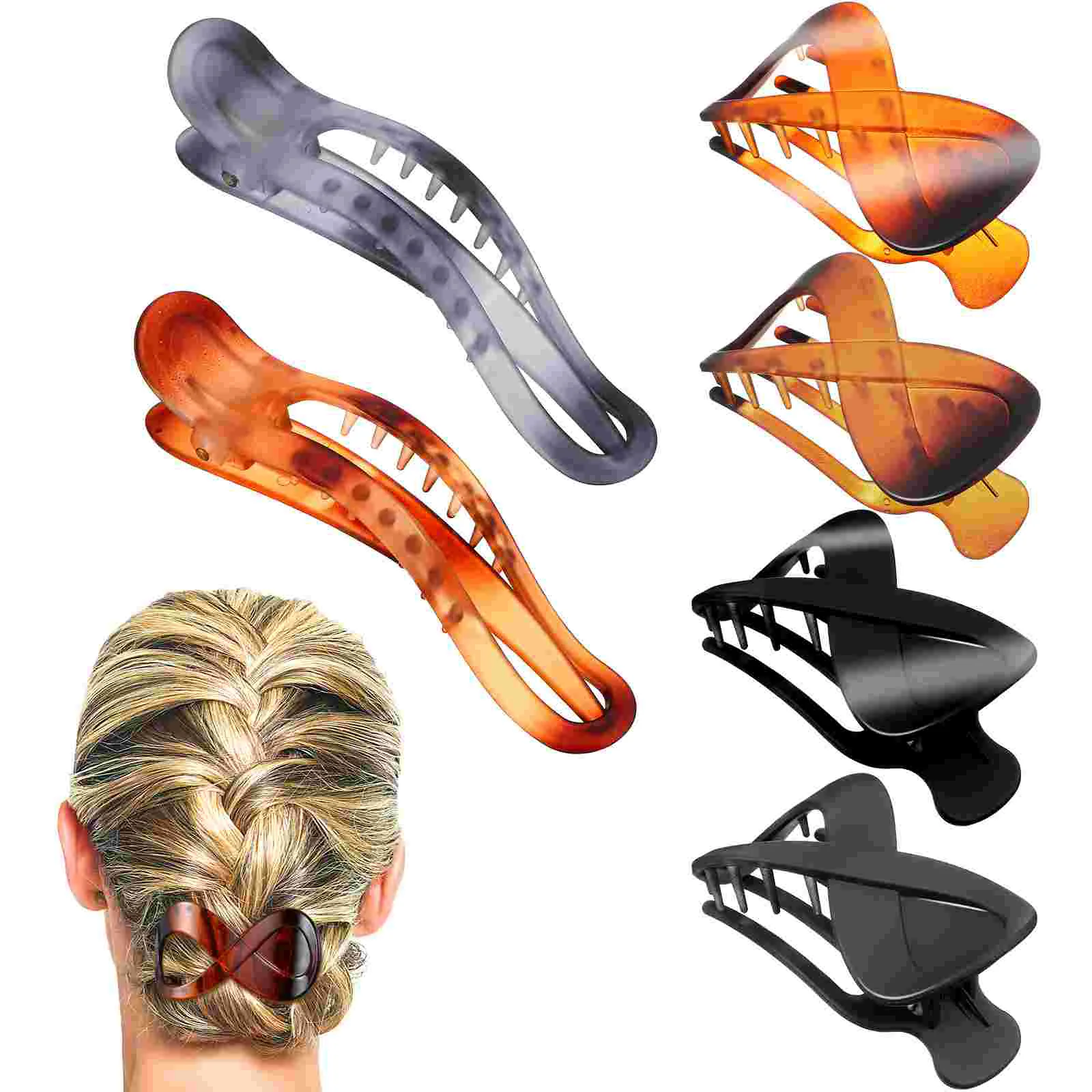 

6 Pcs Hairpin Clips for Girls Women Makeup Claw Pins French Style Thin Clamps Styling Thick Dense Women's