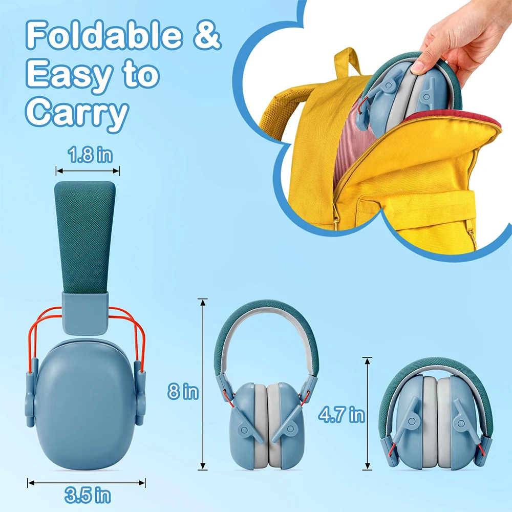 YHKEMA Child Ear Defenders Noise Reduction Headphones With Case,27dB Adjustable Headband，Earmuff Hearing Protectors for Age 3-15