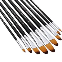 Artist Paint Brushes Set,9 Pcs Professional Filbert Brushes Long Handle Nylon Hair for Acrylic Oil Watercolor Gouache Painting 1