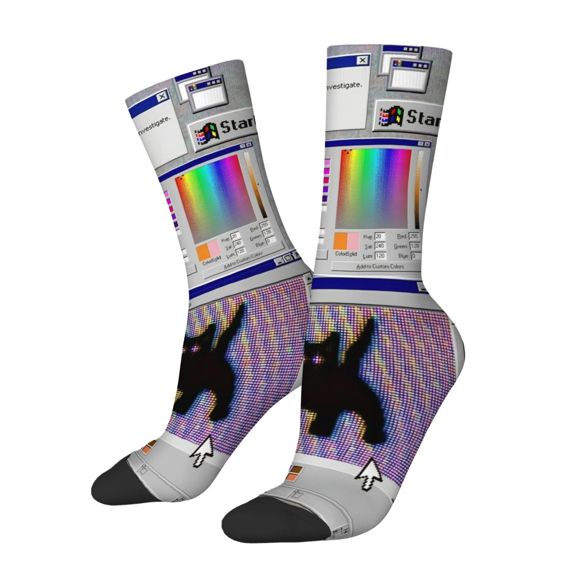 Cyber ​​Retro Malfunction Pop-Up Men's Socks - Nostalgic Casual Party Gift