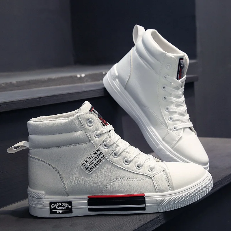

2023 Casual Leather Shoes Men's Canvas Shoes High-Top Student Shoes for Men Non-Slip Male Sneakers New Winter Tenis Masculino