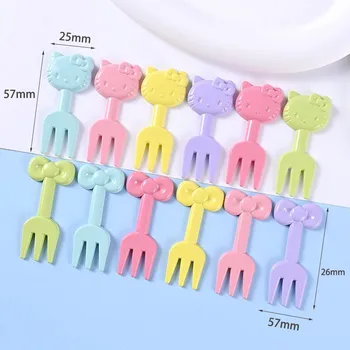 12Pcs Fruit Fork Mini Cartoon Children Snack Cake Dessert Food Pick Toothpick Bento Lunches Party Decor Fruit Pick Snack Forks 5