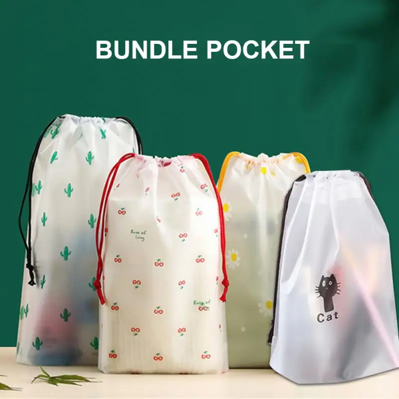 

Cartoon Drawstring Storage Bags Transparent Waterproof Travel Makeup Case Cosmetic Organizer Toiletry Wash Kit Storage Pouch