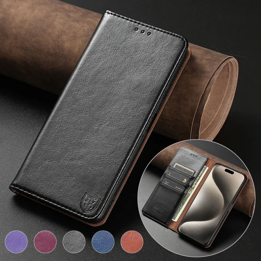 Wallet Skin Friendly Card Slot Magnetic Flip Leather Case For iPhone 17 Pro Max Air 16e 16 15 14 Plus 13 12 11 XR Card Holder