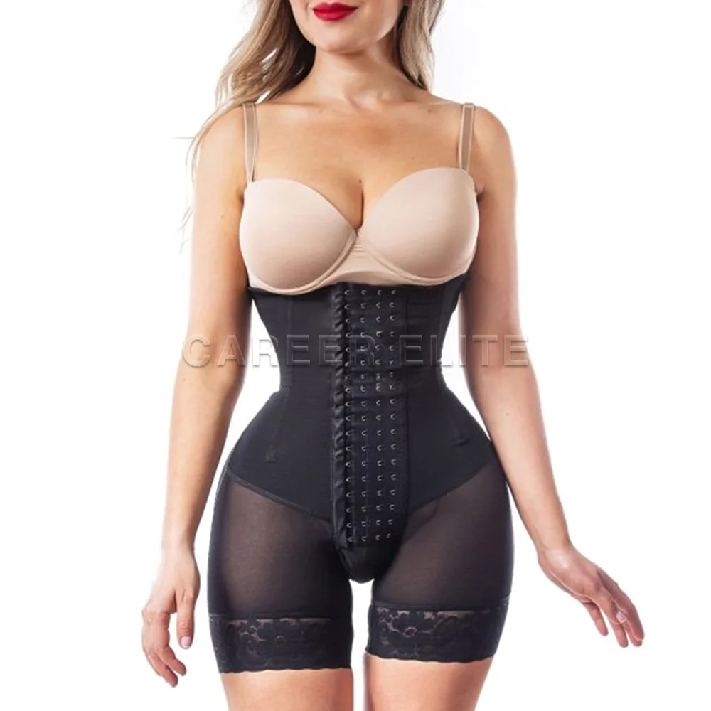 

Woman Open Bust Tummy Control Shapewear 3 Rows Hook Eyes Strapless Postpartum Bodysuit Fajas Body Shapers Women