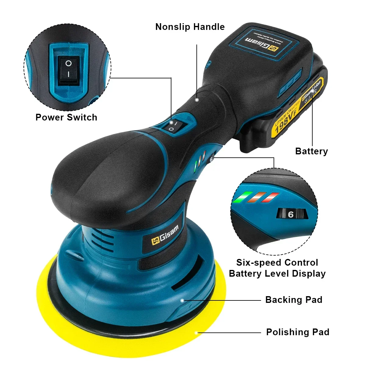 7000RPM 6Gear Brushless Cordless Car Polisher Electric Polish Machine Tool For Makita Battery Pin