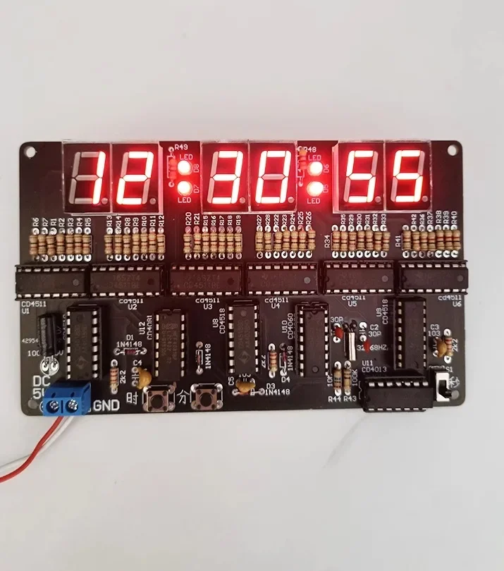

DC4.5V-5.5V 6-битный комплект цифровых часов, Обучающие электронные часы и практические тренировки, сварочный и производственный модуль «сделай сам»