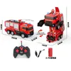 Fire Truck Robot RC car Transformation Robot Vehicle Light Action Toys Engine Excavator Car Truck Construction Toys Kids Gift 6