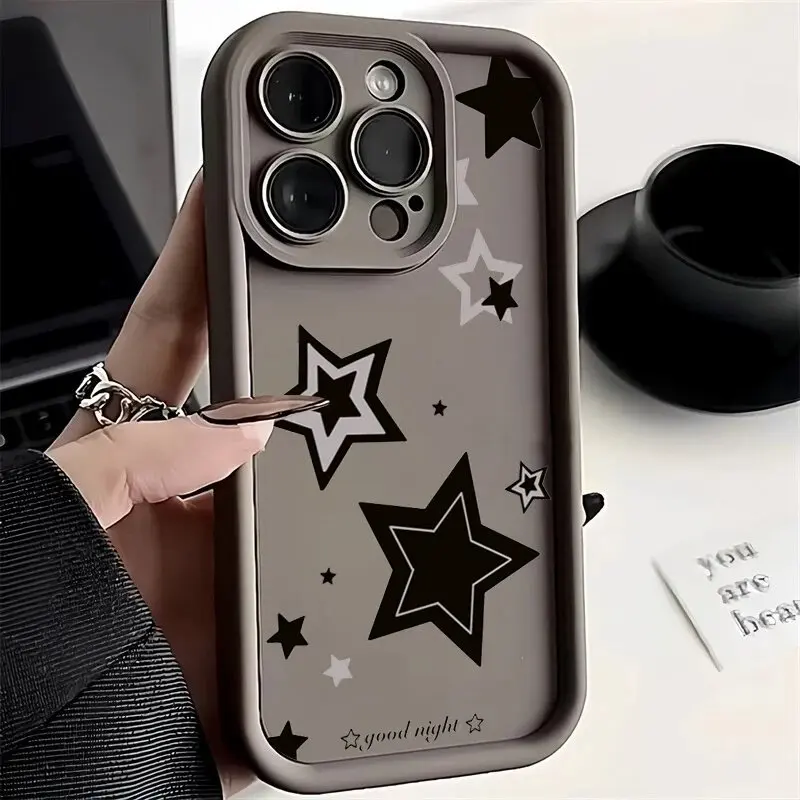 Black Pink Stars Creative Soft TPU Phone Case