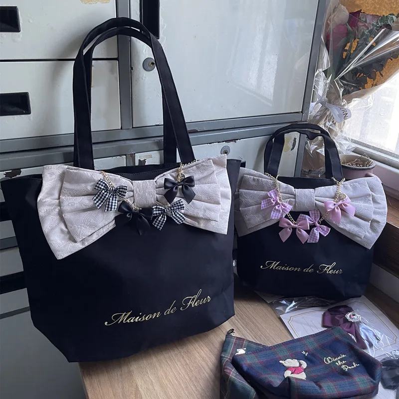 Japanese Cute Plaid Bowknot Decorative Hanging Accessory Lolita Style Women Students Bag Charms Fashion Chain Bag Pendant