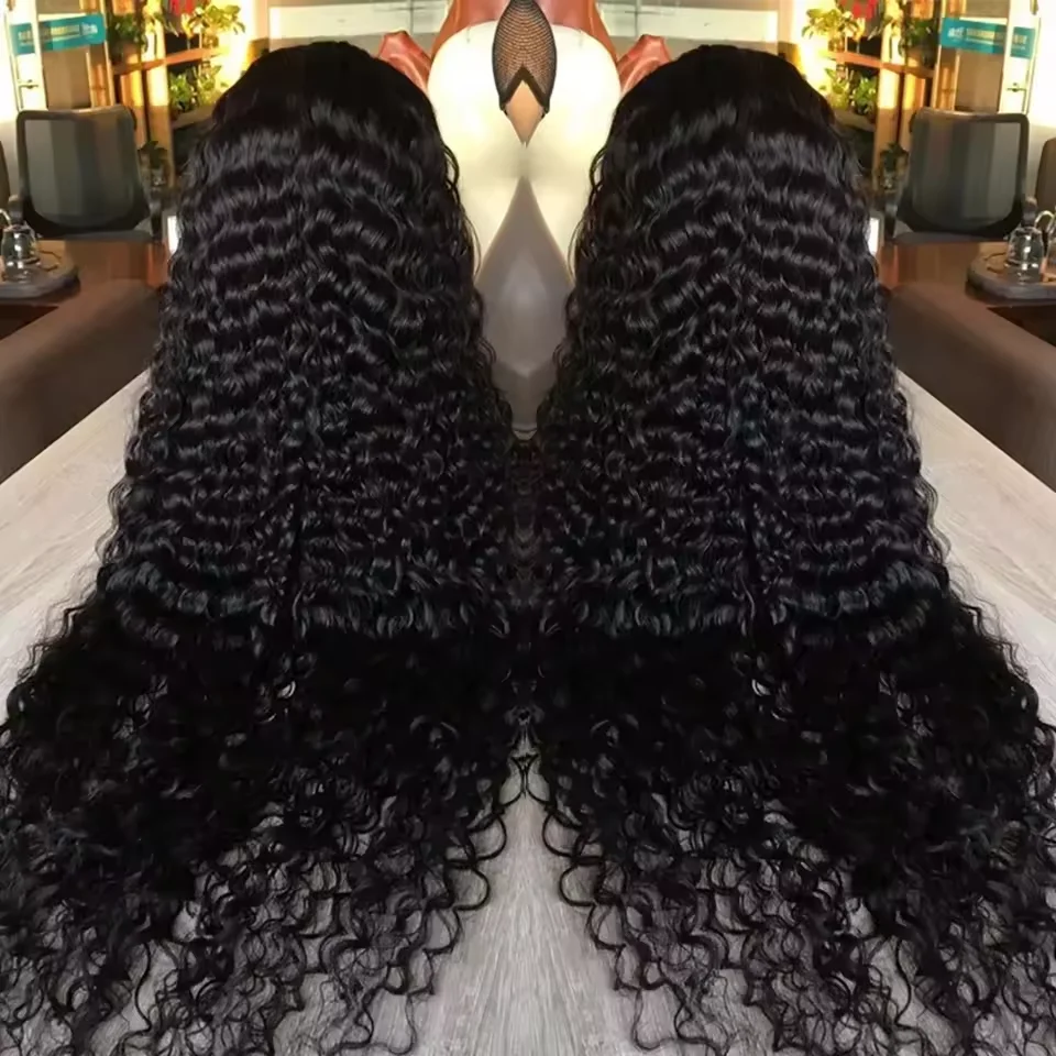 42 40 Inch Human Hair 13x6 13x4 HD Lace Frontal Glueless Loose Deep Wave Curly Full Lace Front Wig Preplucked
