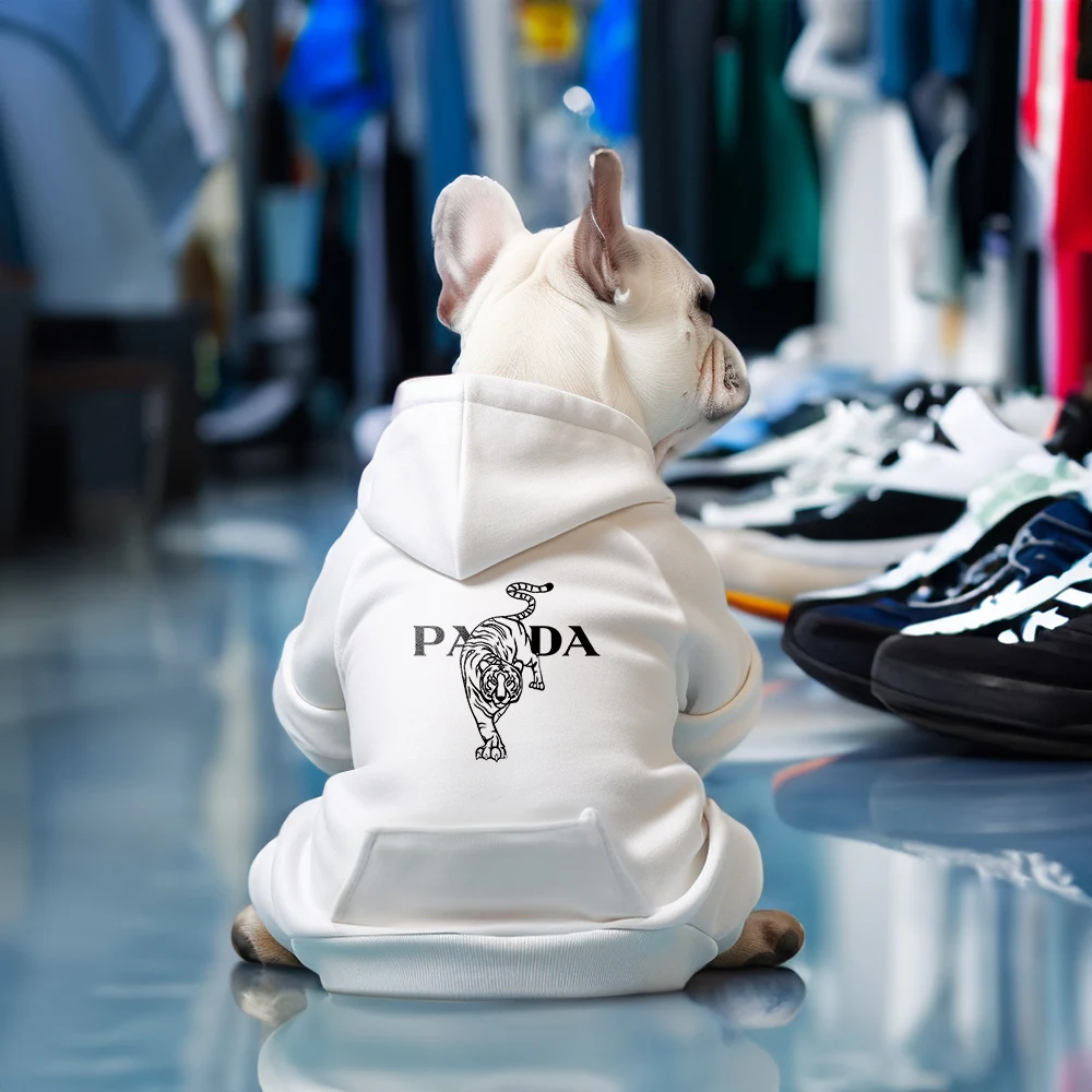Sweat à capuche pour chien Pawda Tiger blanc - 2026 - Doglovedesign : Vêtement et accessoires pour chiens