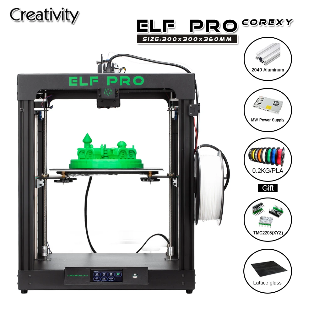 Creativity 3D Printer Corexy elf Pro Newest 2040 Profile All Metal Ultra Stable Frame High Precision Support 3D/BLTOUCH Leveling creativity 3d printer corexy elf pro newest 2040 profile all metal ultra stable frame high precision support 3d bltouch leveling