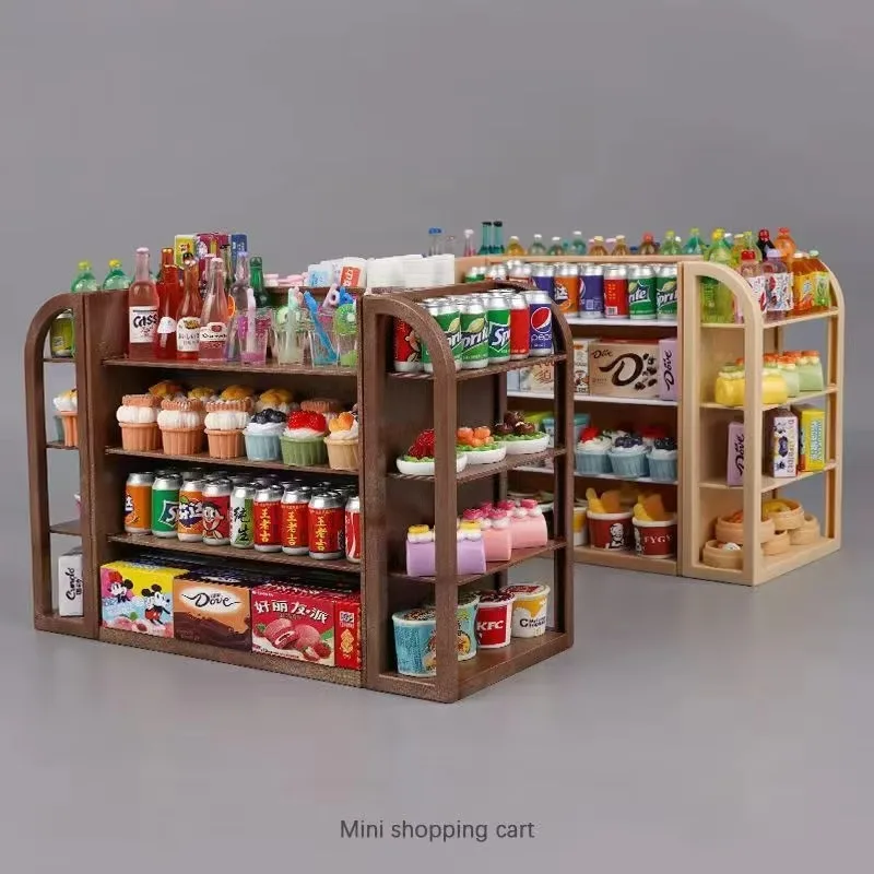 Mini simulation supermarket four shelves supermarket cashier toys for children play house
